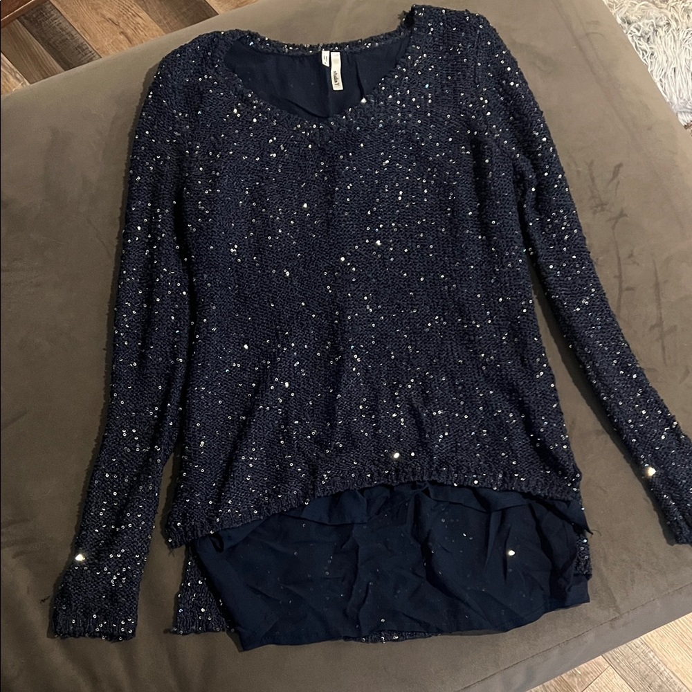 Navy Sequin Women's Top